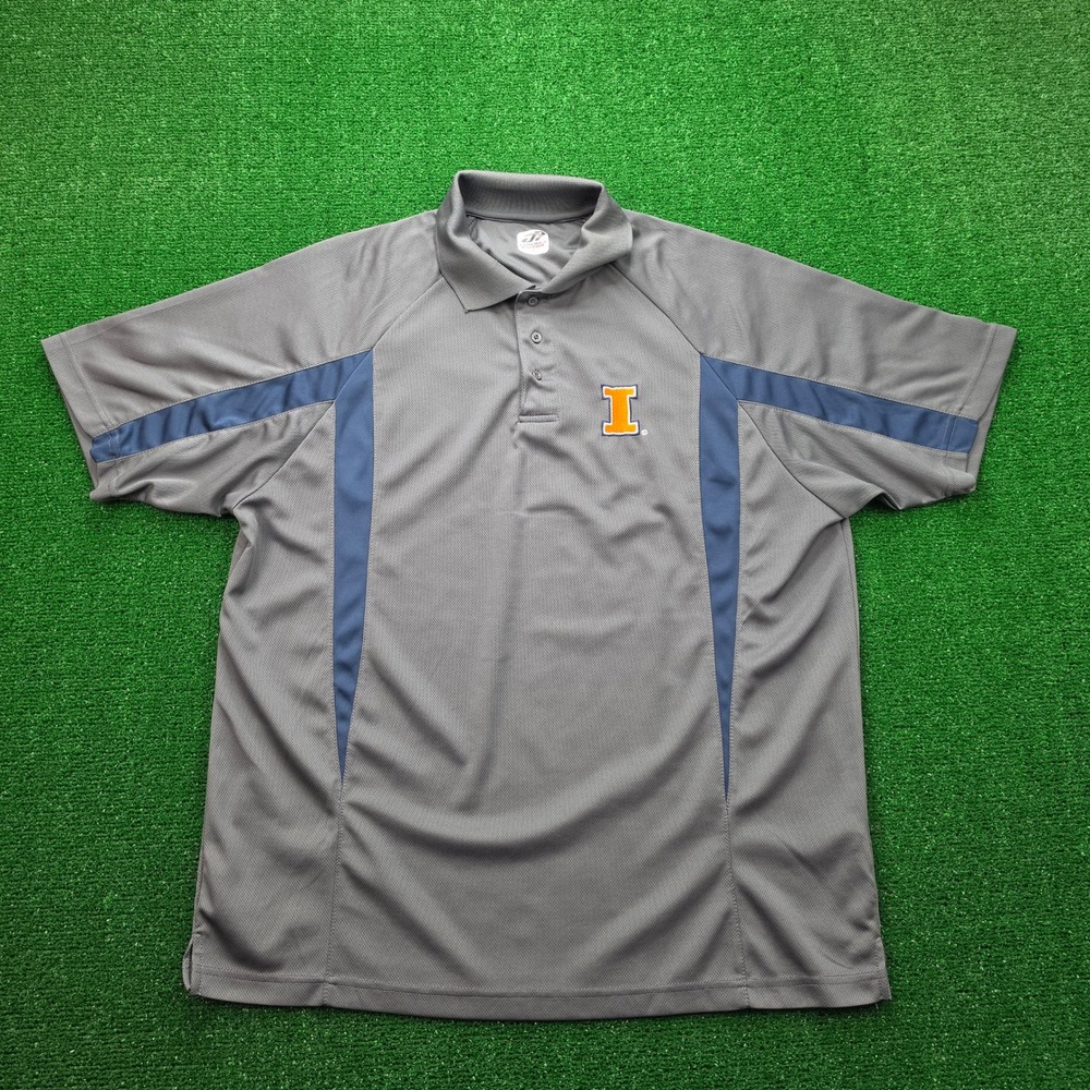 University of Illinois Fighting Illini Polo Shirt Mens‎ XL Gray J.America NCAA